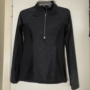 Athleta Half zip Black running mesh panel long sleeve pullover size XS